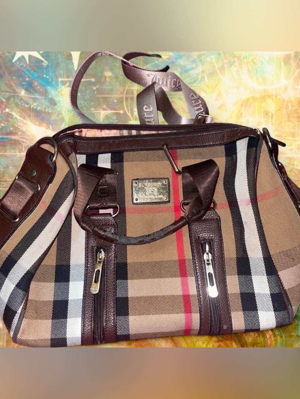 Burberry Classic Check Brown Canvas Crossbody Bag